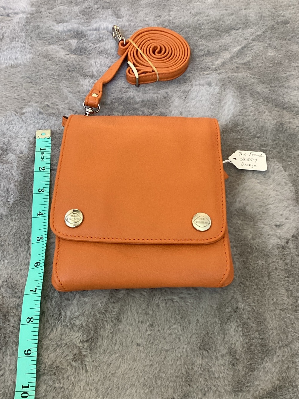 Orange Leather Crossbody Bag with Snap Detail